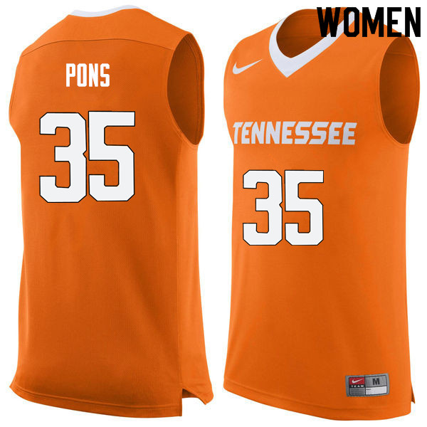 Women #35 Yves Pons Tennessee Volunteers College Basketball Jerseys Sale-Orange